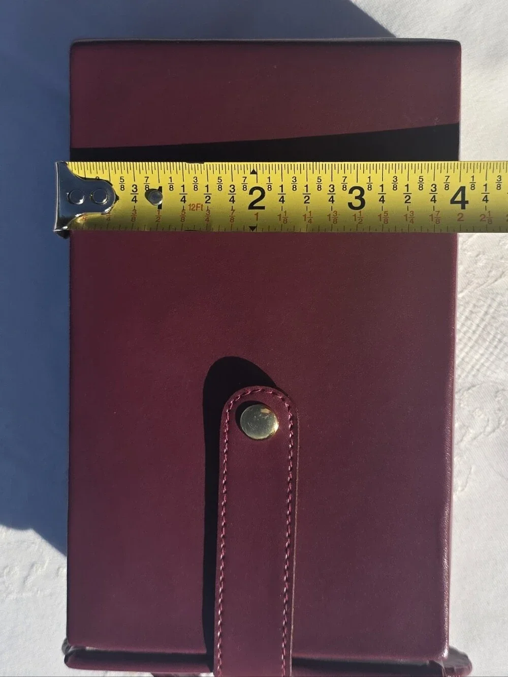 Vintage Burgundy Travel Jewelry Case Mirror Ring Storage Vanity Box